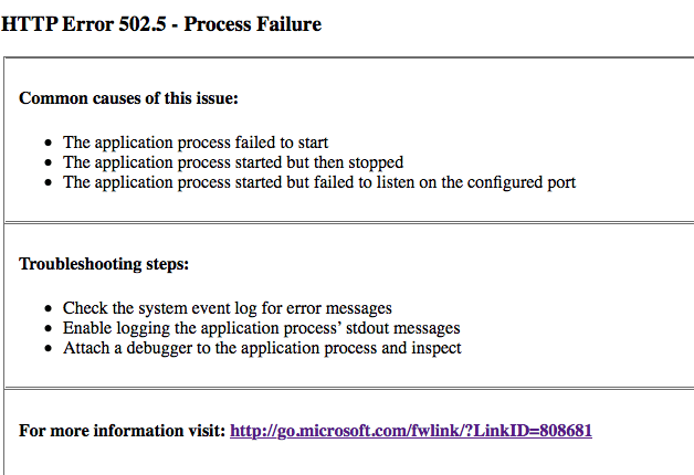 ASP.NET Core 2.0 Upgrade causes HTTP 502