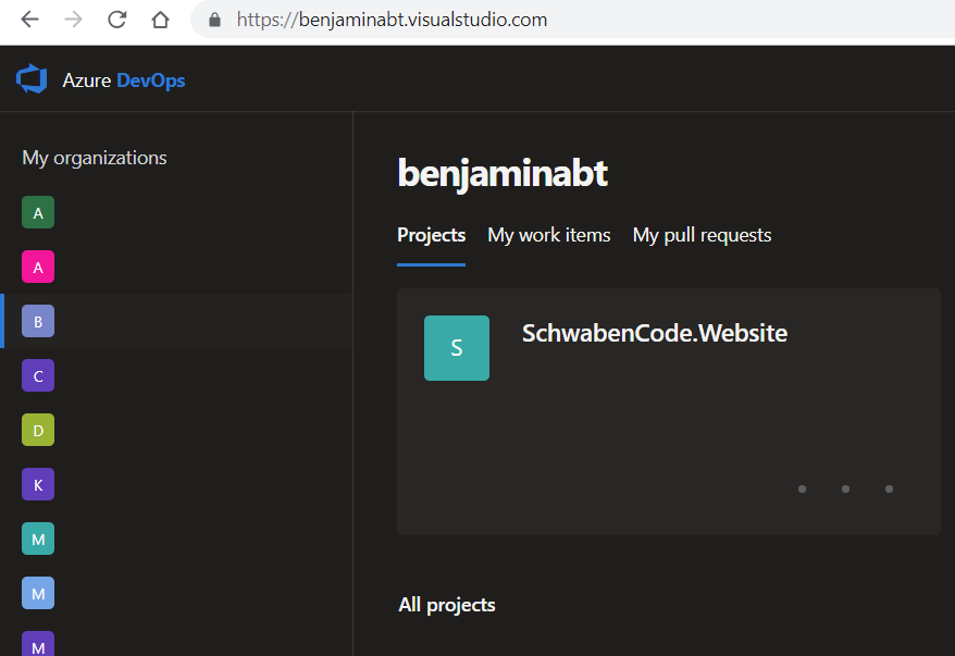 Hide organizations in Azure DevOps aka VSTS