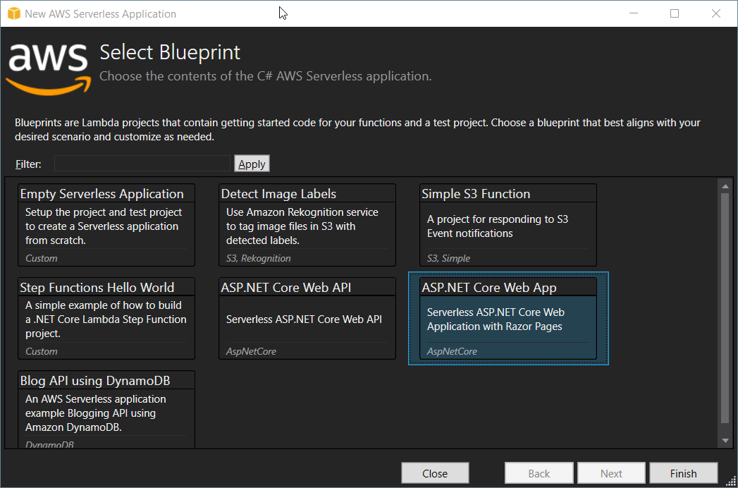 AWS VS App Selection