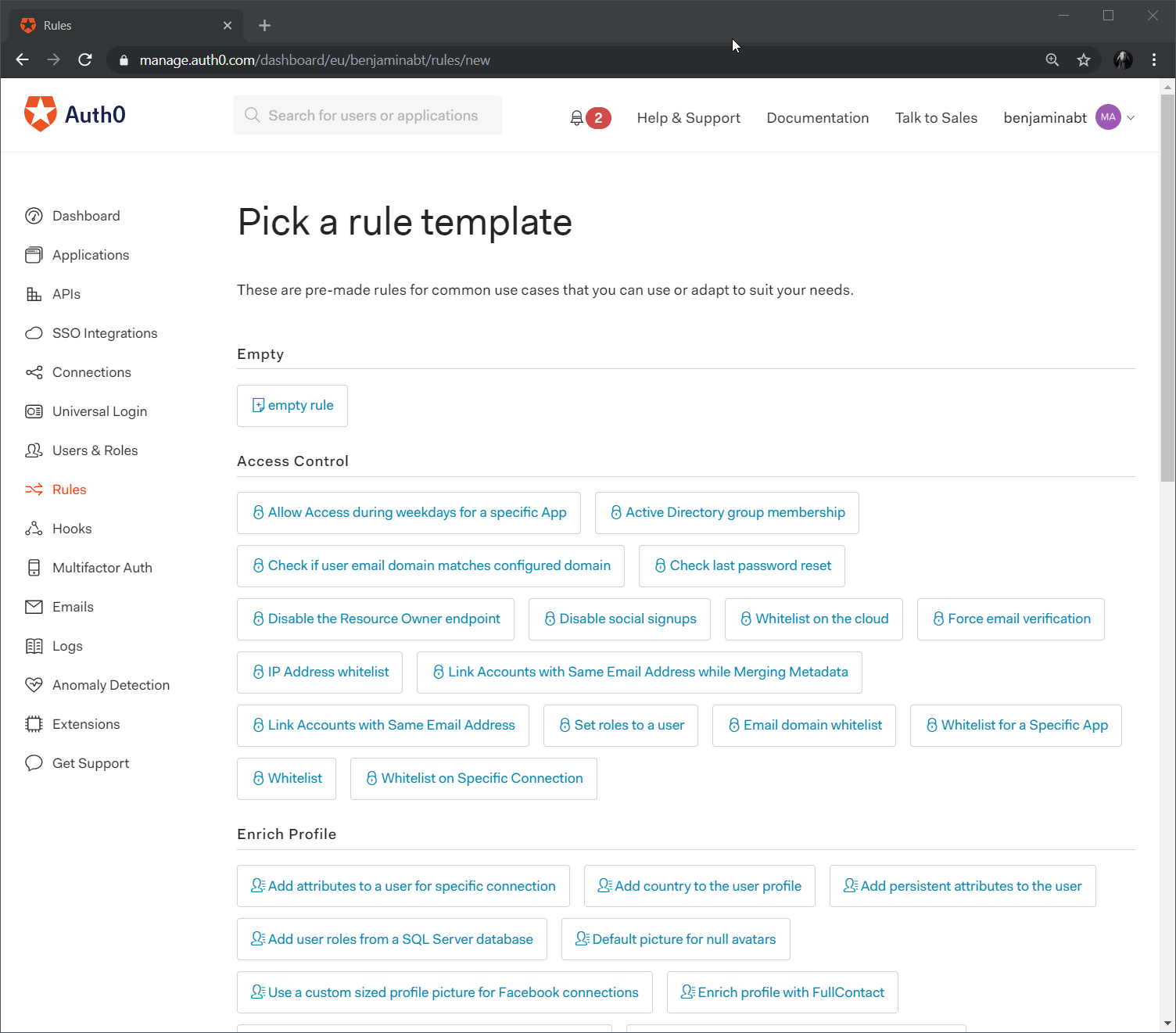 Auth0 Rules Template