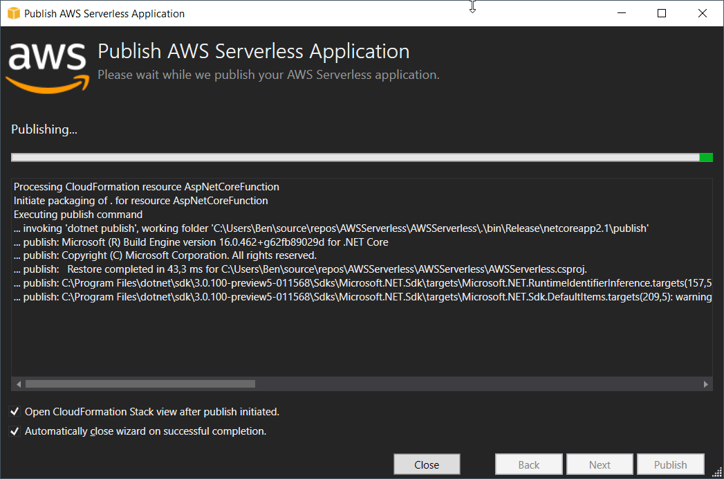 AWS ASP.NET Core Serverless - Uploading