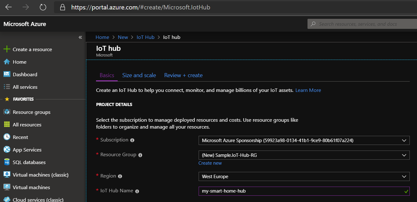 Azure IoT Hub - Create Basic Info