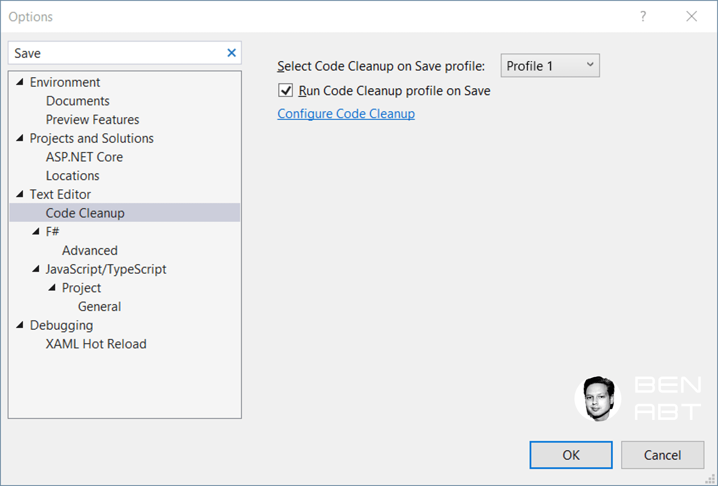 VisualStudio 2022 Code Cleanup Save