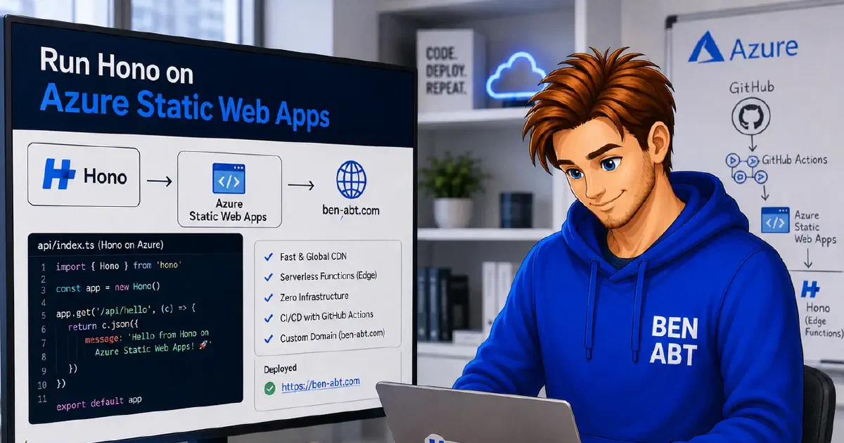 Run Hono on Azure Static Web Apps: managed Functions APIs for static frontends