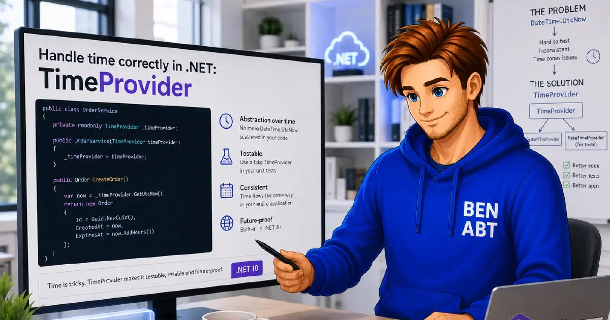 Handle time correctly in .NET: TimeProvider